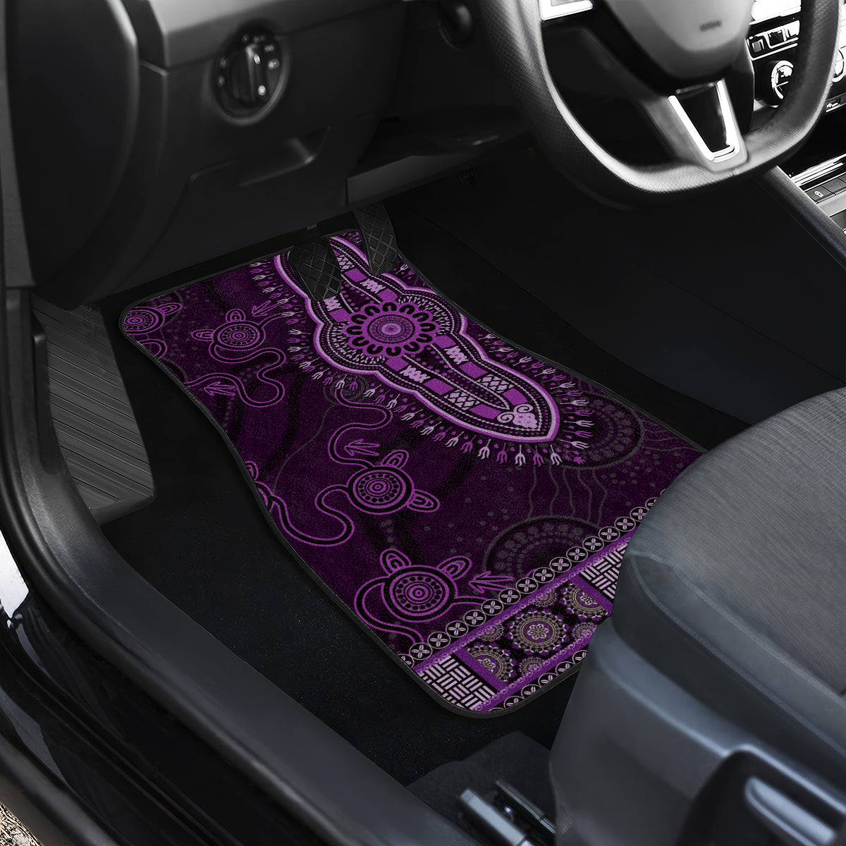 Purple African Dashiki With Australia Aboriginal Art Car Mats