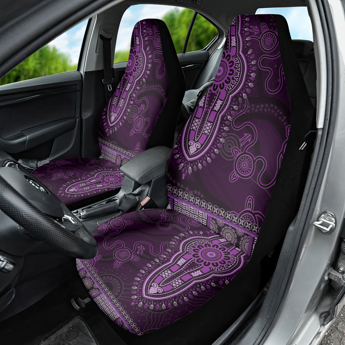 Purple African Dashiki With Australia Aboriginal Art Car Seat Cover