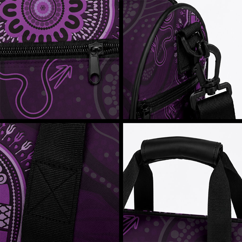 Purple African Dashiki With Australia Aboriginal Art Duffle Bag