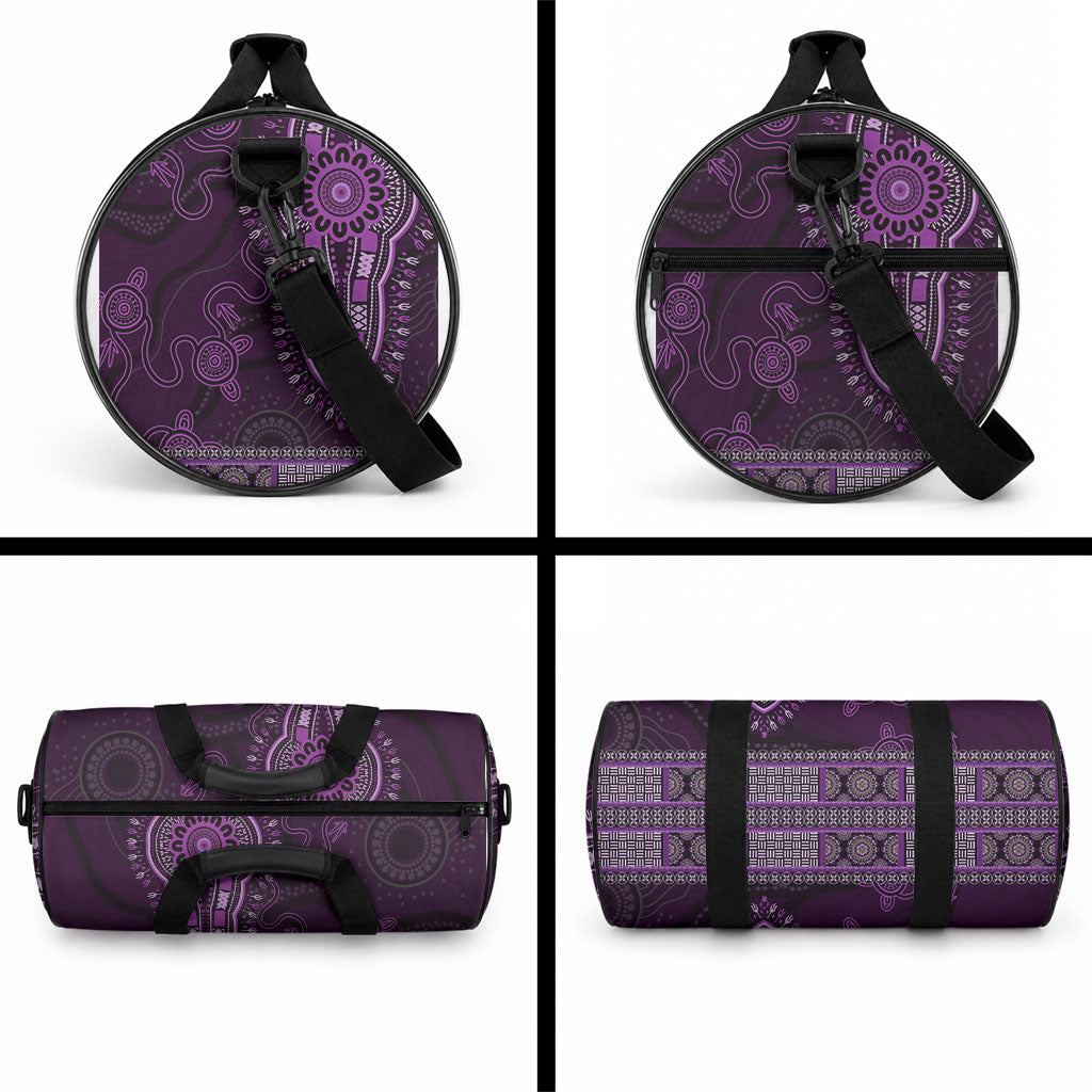 Purple African Dashiki With Australia Aboriginal Art Duffle Bag