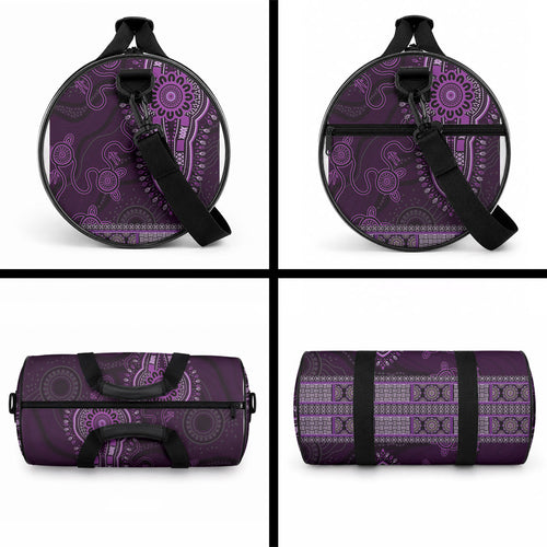Purple African Dashiki With Australia Aboriginal Art Duffle Bag