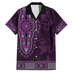 Purple African Dashiki With Australia Aboriginal Art Family Matching Mermaid Dress and Hawaiian Shirt