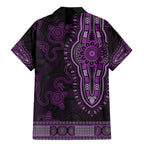 Purple African Dashiki With Australia Aboriginal Art Family Matching Mermaid Dress and Hawaiian Shirt