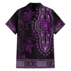 Purple African Dashiki With Australia Aboriginal Art Family Matching Off Shoulder Maxi Dress and Hawaiian Shirt