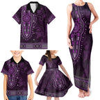 Purple African Dashiki With Australia Aboriginal Art Family Matching Tank Maxi Dress and Hawaiian Shirt