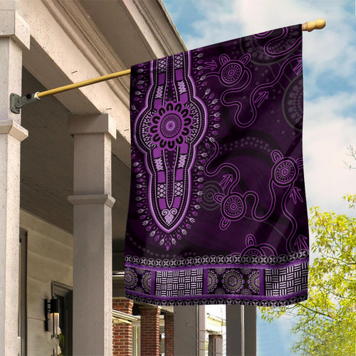 Purple African Dashiki With Australia Aboriginal Art Garden Flag