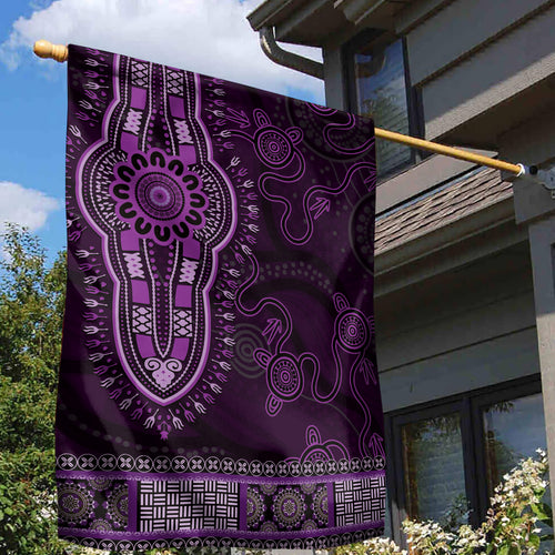 Purple African Dashiki With Australia Aboriginal Art Garden Flag
