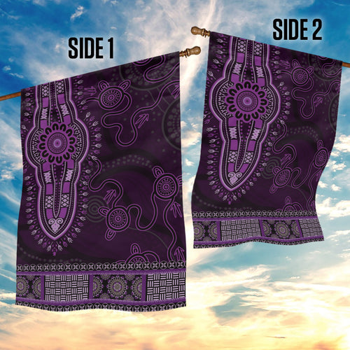 Purple African Dashiki With Australia Aboriginal Art Garden Flag