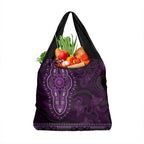 Purple African Dashiki With Australia Aboriginal Art Grocery Bag