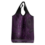 Purple African Dashiki With Australia Aboriginal Art Grocery Bag