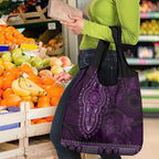 Purple African Dashiki With Australia Aboriginal Art Grocery Bag