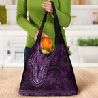 Purple African Dashiki With Australia Aboriginal Art Grocery Bag