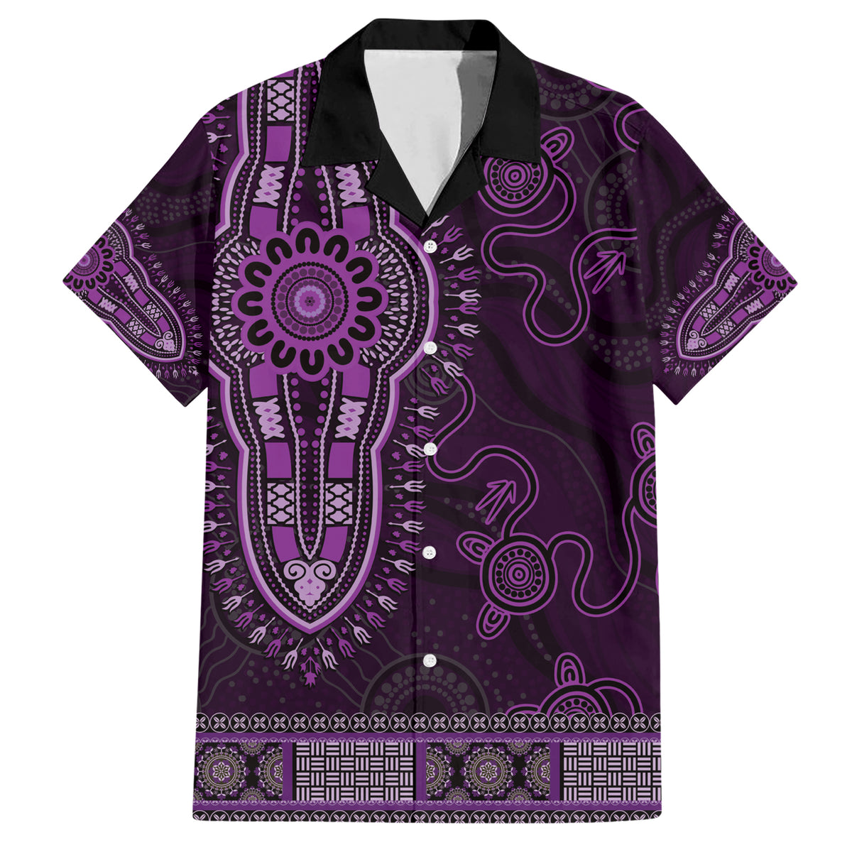 Purple African Dashiki With Australia Aboriginal Art Hawaiian Shirt
