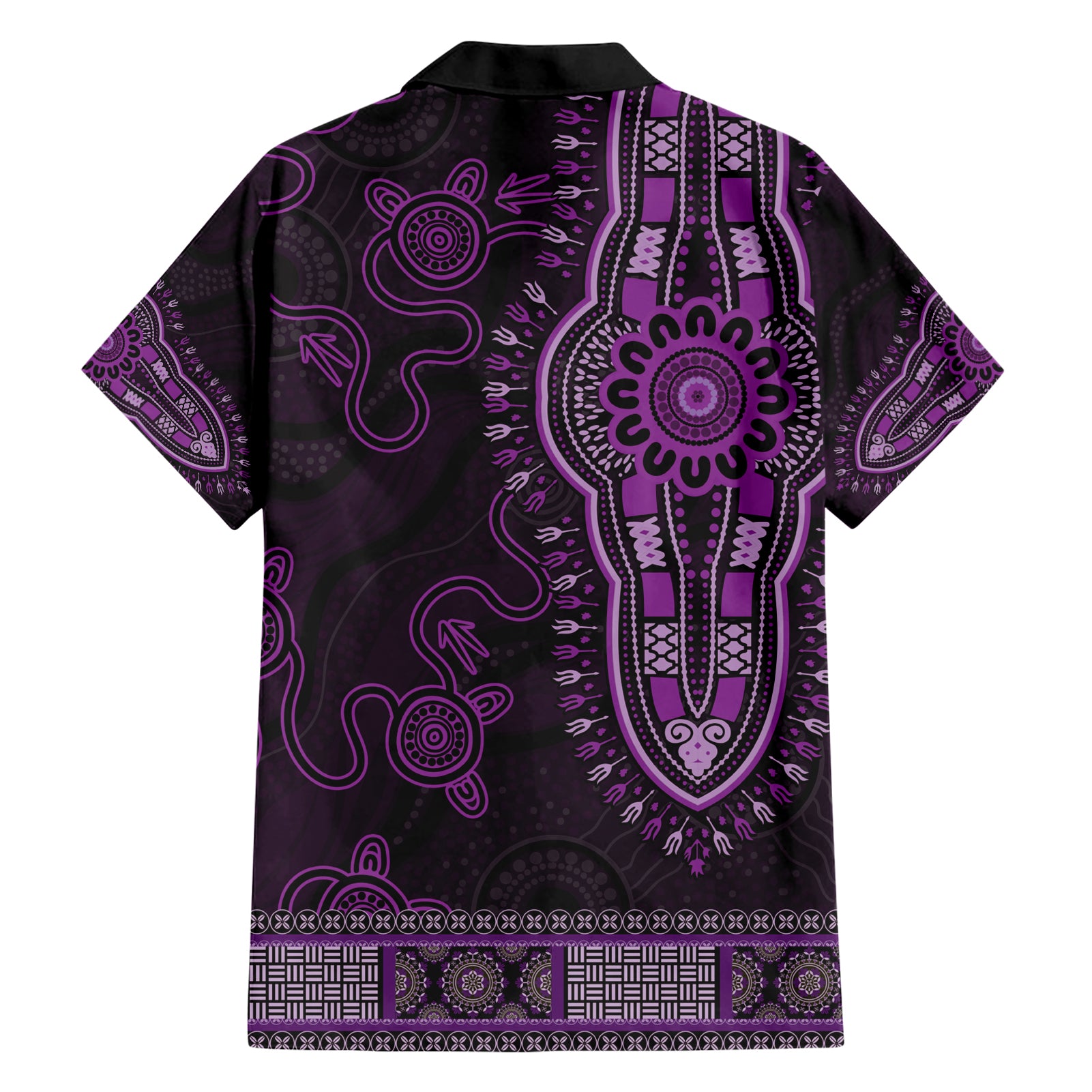 Purple African Dashiki With Australia Aboriginal Art Hawaiian Shirt