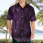 Purple African Dashiki With Australia Aboriginal Art Hawaiian Shirt