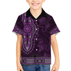 Purple African Dashiki With Australia Aboriginal Art Hawaiian Shirt