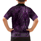 Purple African Dashiki With Australia Aboriginal Art Hawaiian Shirt