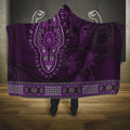 Purple African Dashiki With Australia Aboriginal Art Hooded Blanket