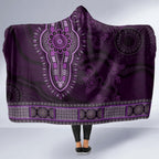 Purple African Dashiki With Australia Aboriginal Art Hooded Blanket
