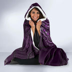 Purple African Dashiki With Australia Aboriginal Art Hooded Blanket