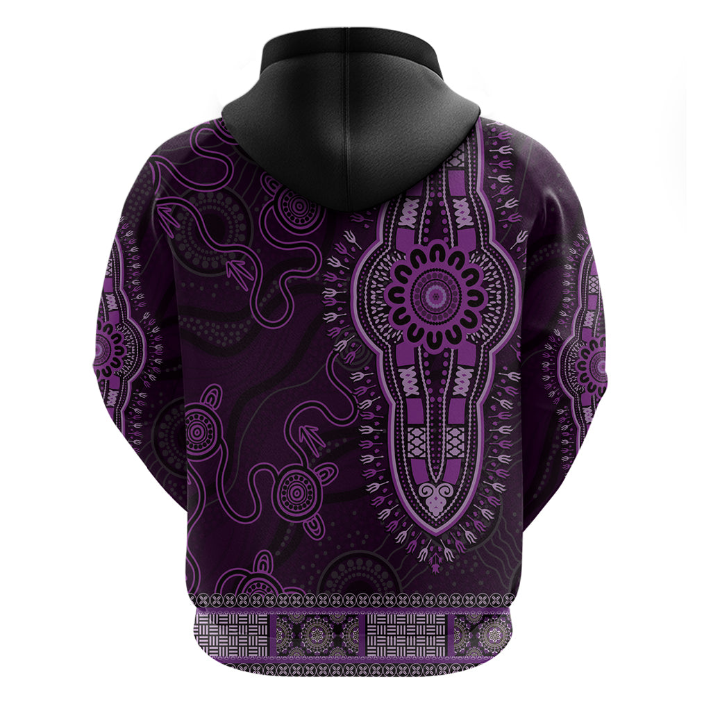 Purple African Dashiki With Australia Aboriginal Art Hoodie