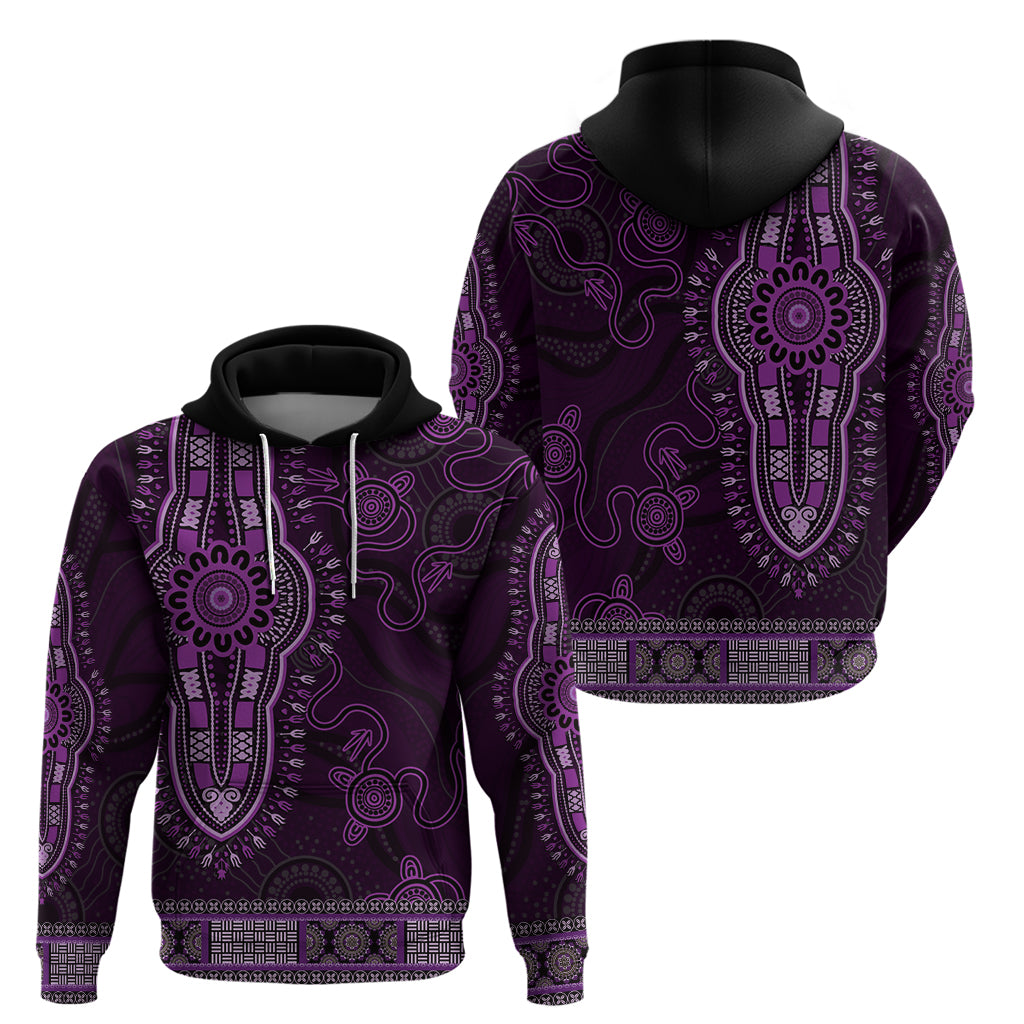 Purple African Dashiki With Australia Aboriginal Art Hoodie