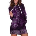 Purple African Dashiki With Australia Aboriginal Art Hoodie Dress