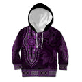 Purple African Dashiki With Australia Aboriginal Art Kid Hoodie