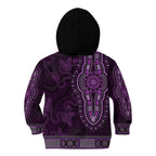 Purple African Dashiki With Australia Aboriginal Art Kid Hoodie