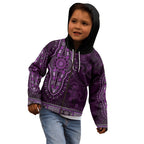 Purple African Dashiki With Australia Aboriginal Art Kid Hoodie