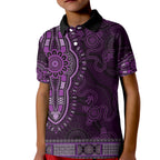 Purple African Dashiki With Australia Aboriginal Art Kid Polo Shirt