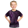 Purple African Dashiki With Australia Aboriginal Art Kid T Shirt