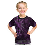 Purple African Dashiki With Australia Aboriginal Art Kid T Shirt
