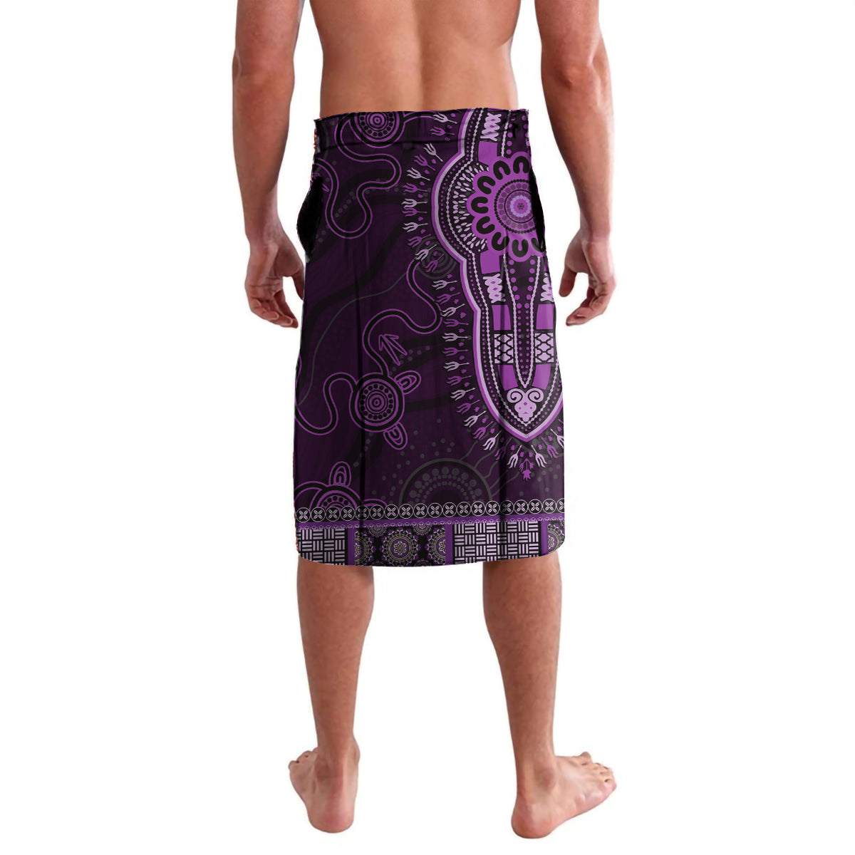Purple African Dashiki With Australia Aboriginal Art Lavalava