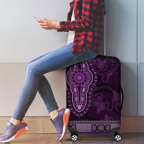 Purple African Dashiki With Australia Aboriginal Art Luggage Cover