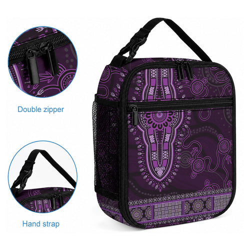 Purple African Dashiki With Australia Aboriginal Art Lunch Bag