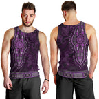Purple African Dashiki With Australia Aboriginal Art Men Tank Top
