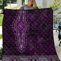 Purple African Dashiki With Australia Aboriginal Art Quilt