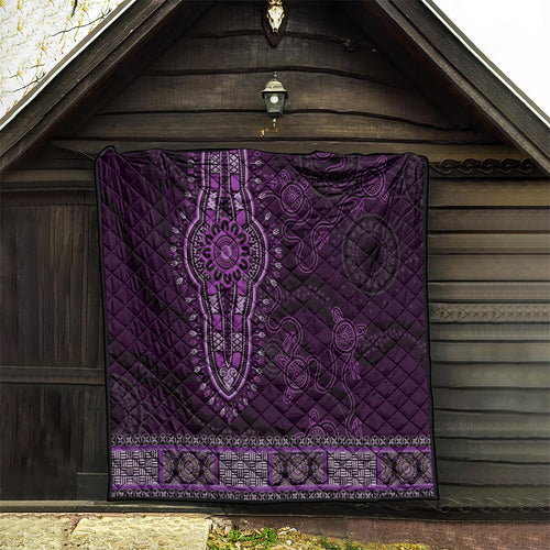 Purple African Dashiki With Australia Aboriginal Art Quilt