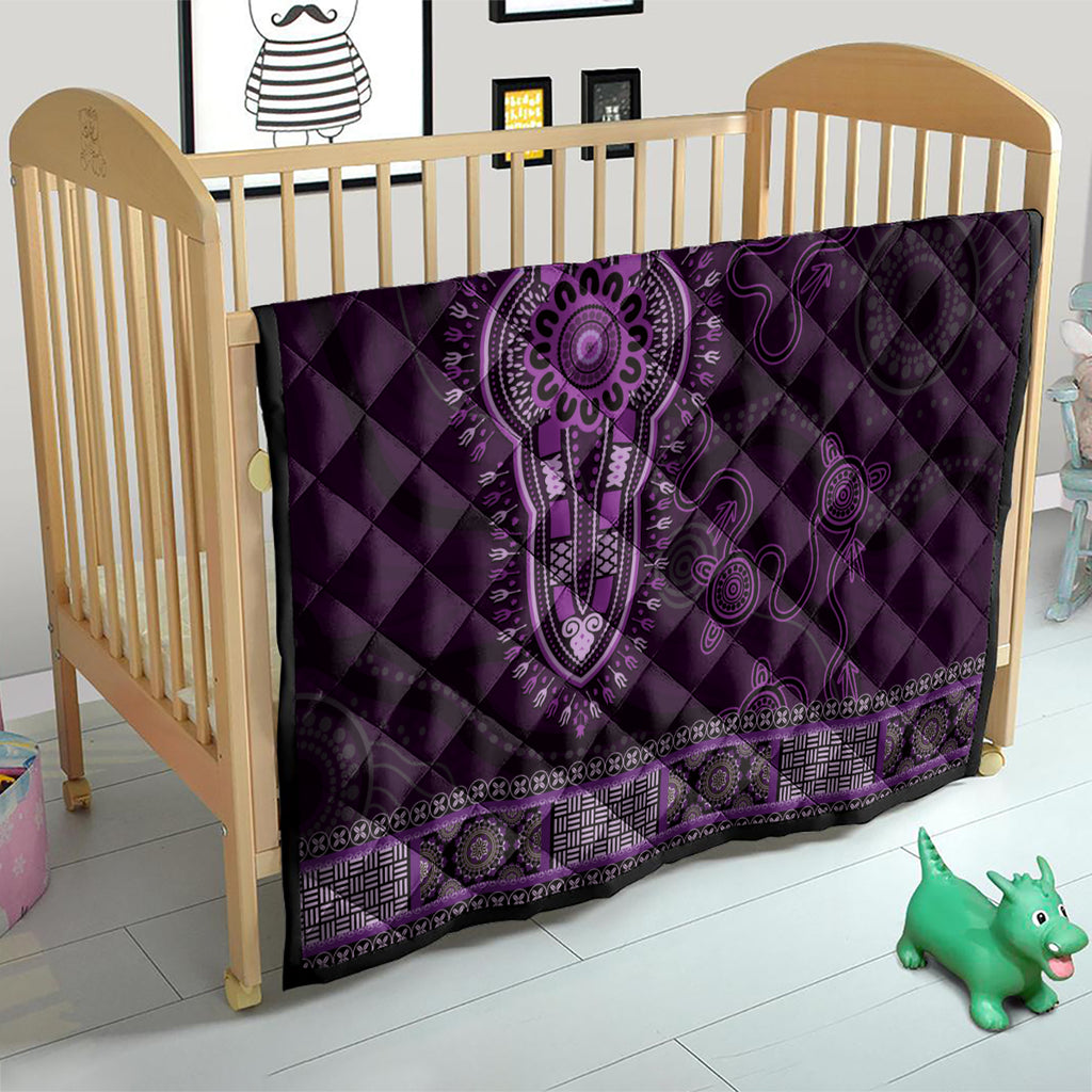 Purple African Dashiki With Australia Aboriginal Art Quilt