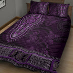 Purple African Dashiki With Australia Aboriginal Art Quilt Bed Set