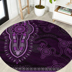 Purple African Dashiki With Australia Aboriginal Art Round Carpet
