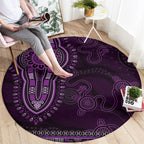 Purple African Dashiki With Australia Aboriginal Art Round Carpet
