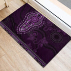 Purple African Dashiki With Australia Aboriginal Art Rubber Doormat