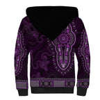 Purple African Dashiki With Australia Aboriginal Art Sherpa Hoodie