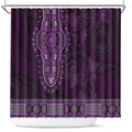 Purple African Dashiki With Australia Aboriginal Art Shower Curtain