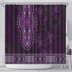 Purple African Dashiki With Australia Aboriginal Art Shower Curtain