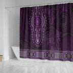 Purple African Dashiki With Australia Aboriginal Art Shower Curtain