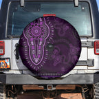 Purple African Dashiki With Australia Aboriginal Art Spare Tire Cover