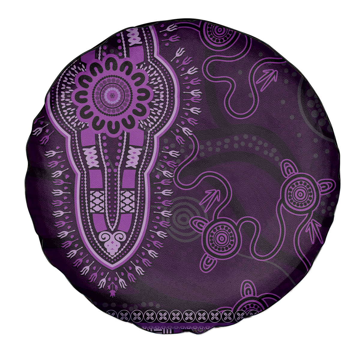 Purple African Dashiki With Australia Aboriginal Art Spare Tire Cover